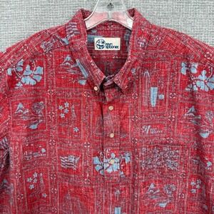 Reyn Spooner Sz 3XL Red Blue Lahaina Sailor Pullover Shirt Hawaiian Patriot